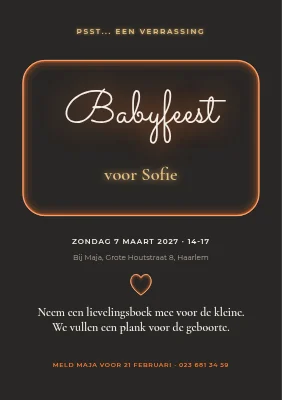 Babyshower — warm neonbord