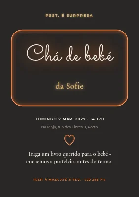 Chá de bebé — letreiro de néon quente