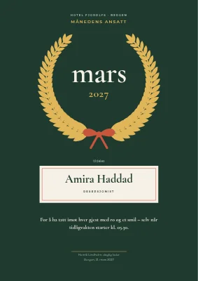 Månedens ansatt — laurbærkrans