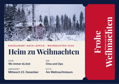 Weihnachtskarte — Ticket nach Hause