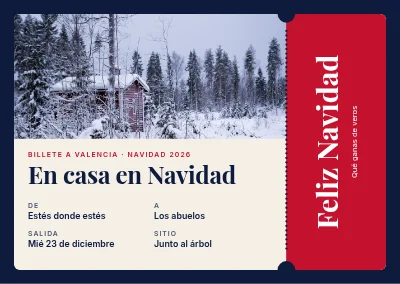 Tarjeta de Navidad — billete a casa