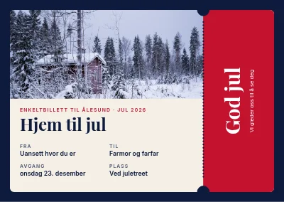 Julekort — billett hjem