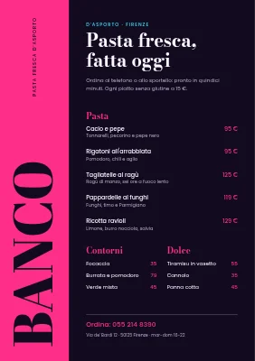 Menu da asporto — pasta fresca