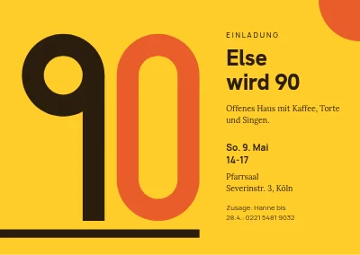 90. Geburtstag — Einladung mit Bauhaus-90