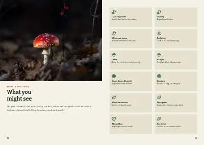 Pages 32–33 of Hiking guide to a national park – 48 pages