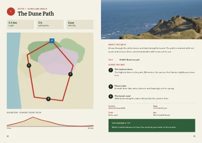 Pages 12–13 of Hiking guide to a national park – 48 pages