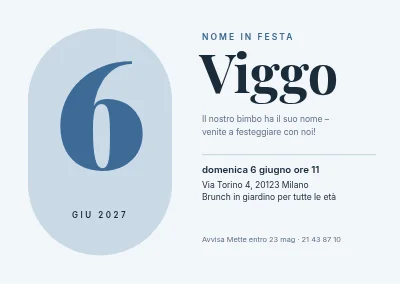 Festa del nome — grande numero della data in una capsula azzurro ghiaccio
