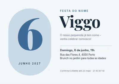 Festa do nome — grande número da data numa cápsula azul-gelo