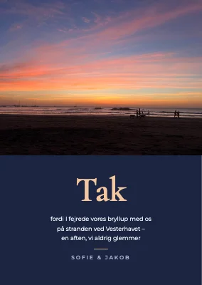 Takkekort — strandbryllup ved Vesterhavet