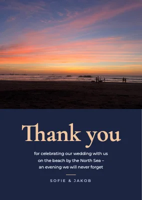 Thank-you card — beach wedding by the North Sea