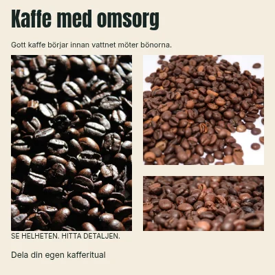 Kaffe med omsorg · Sidhuvud i sidled