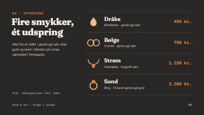 Side 5 af Smykkekollektion — præsentation for forhandlere