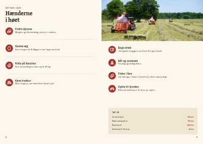 Side 8–9 af Brochure for bondegårdsferie – 16 sider
