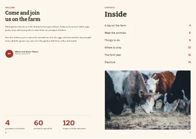 Pages 2–3 of Brochure for farm holidays – 16 pages