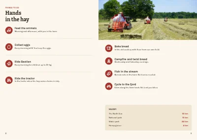 Pages 8–9 of Brochure for farm holidays – 16 pages