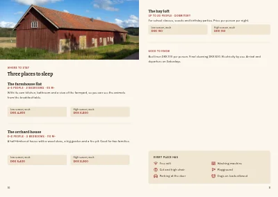 Pages 10–11 of Brochure for farm holidays – 16 pages