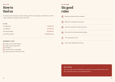 Pages 14–15 of Brochure for farm holidays – 16 pages
