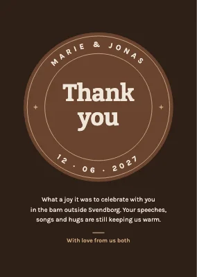 Thank-you card — barn wedding seal