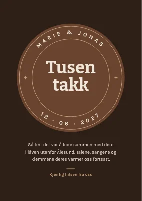 Takkekort — segl fra låvebryllup