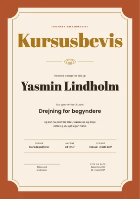 Kursusbevis — drejekursus