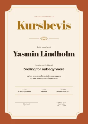 Kursbevis — keramikk