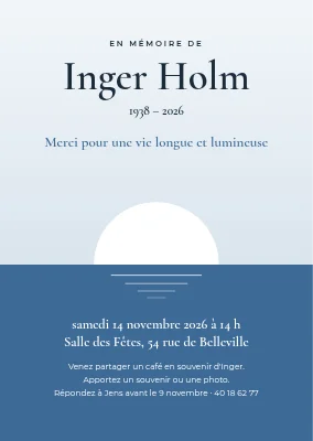 Cérémonie du souvenir à Valby — invitation