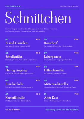 Smørrebrød-Haus — nummerierte Bestellkarte