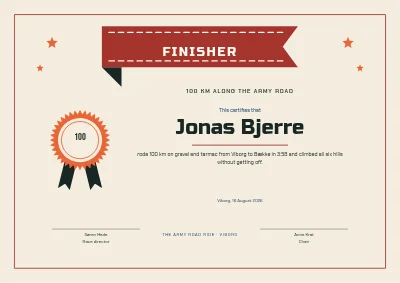 Certificate — cycling race