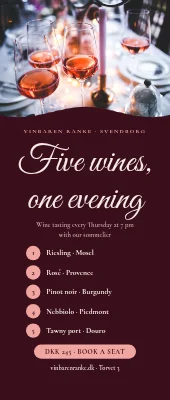 Wine bar roll-up — five wines, one evening
