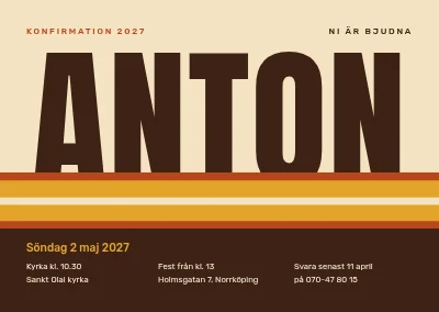 Konfirmation — namn i sjuttiotalsrandigt