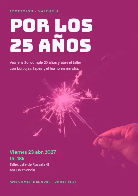 Recepción — brindis por 25 años en rosa