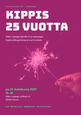 Vastaanotto — kippis 25 vuodelle pinkissä