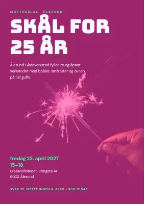 Resepsjon — skål for 25 år i rosa