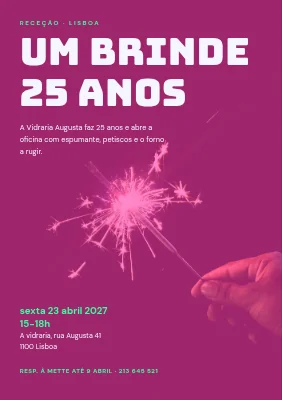 Receção — um brinde aos 25 anos em rosa