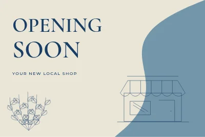VI ÅBNER SNART — Shop opening sign