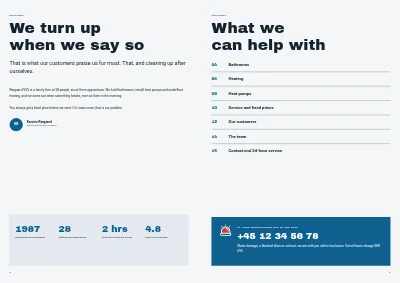Pages 2–3 of Brochure for a plumbing and heating firm – 16 pages