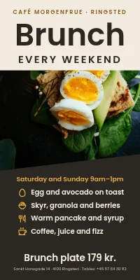 Door poster for a café — weekend brunch