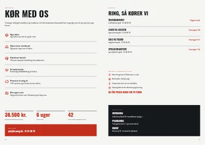 Side 18–19 af Virksomhedsprofil for transportfirma – 20 sider