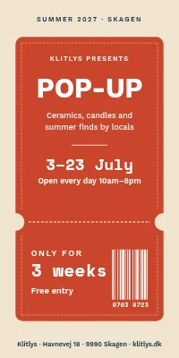 Door poster for a pop-up shop — three weeks only