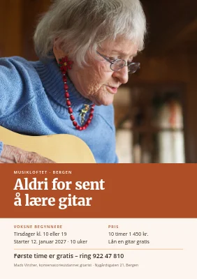 Gitartimer — voksne nybegynnere