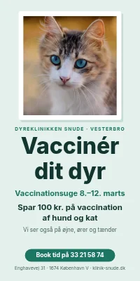 Dørplakat til dyrlæge — vaccinationsuge