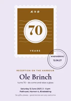 Reception invitation — 70 on Ærø