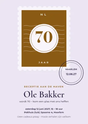 Uitnodiging receptie — 70 op Ærø