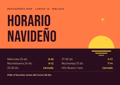 Horario de Navidad — atardecer sobre el mar