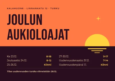 Joulun aukioloajat — auringonlasku meren yllä