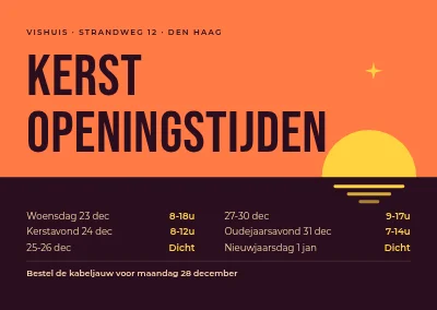 Openingstijden met Kerst — zonsondergang boven zee