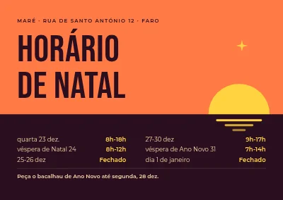 Horário de Natal — pôr do sol sobre o mar