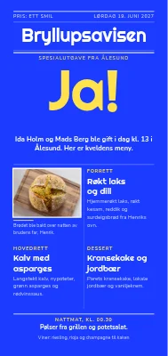 Bryllupsmeny som avis