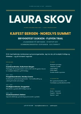CV for eventkoordinator — festivalprogram
