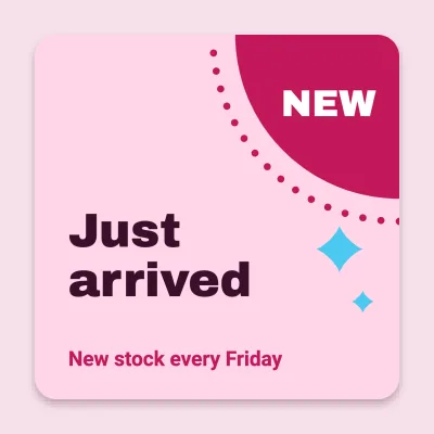 New in with a corner badge